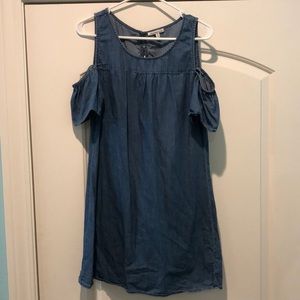 Jean, “cold-shoulder” dress